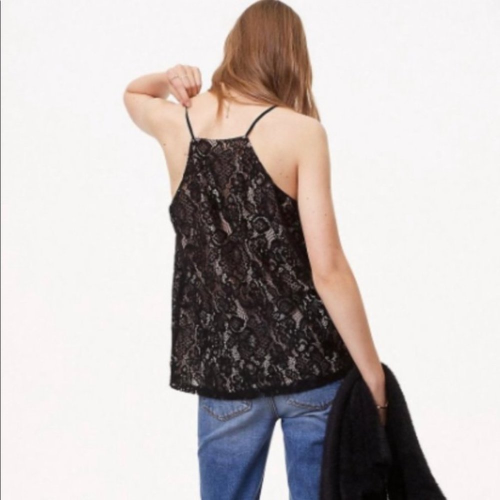 NWT LOFT Black Lace Spaghetti Strap Top Camisole XS - Picture 2 of 10